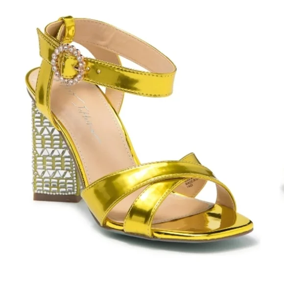 BETSEY JOHNSON Yellow Bell Sandal Size 7.5 - Picture 6 of 9